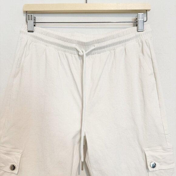 NEW Patrizia Luca High Rise Pull On Cargo Pants Roll Tab White NWOT Size Large - Picture 4 of 9